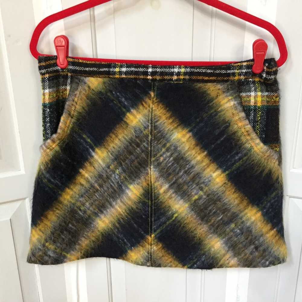 Urban Outfitters Fuzzy Mini Skirt w/ Plaid Detail